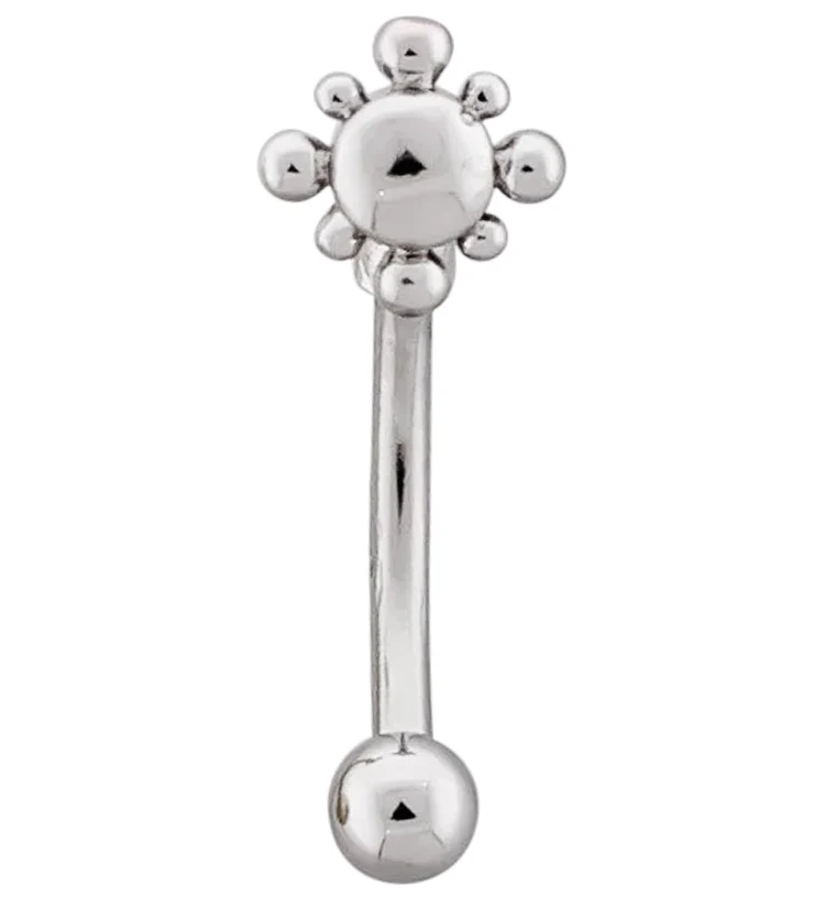 Beaded Sol Stainless Steel Curved Barbell - Mrs Treak