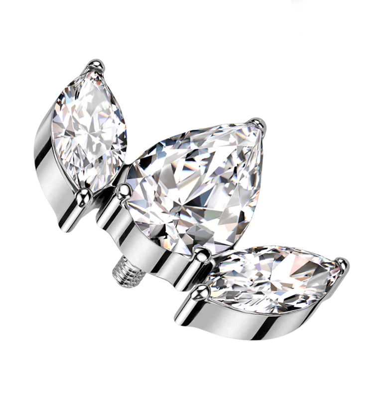 Triple Empress Teardrop CZ Internally Threaded Titanium Top - Mrs Treak