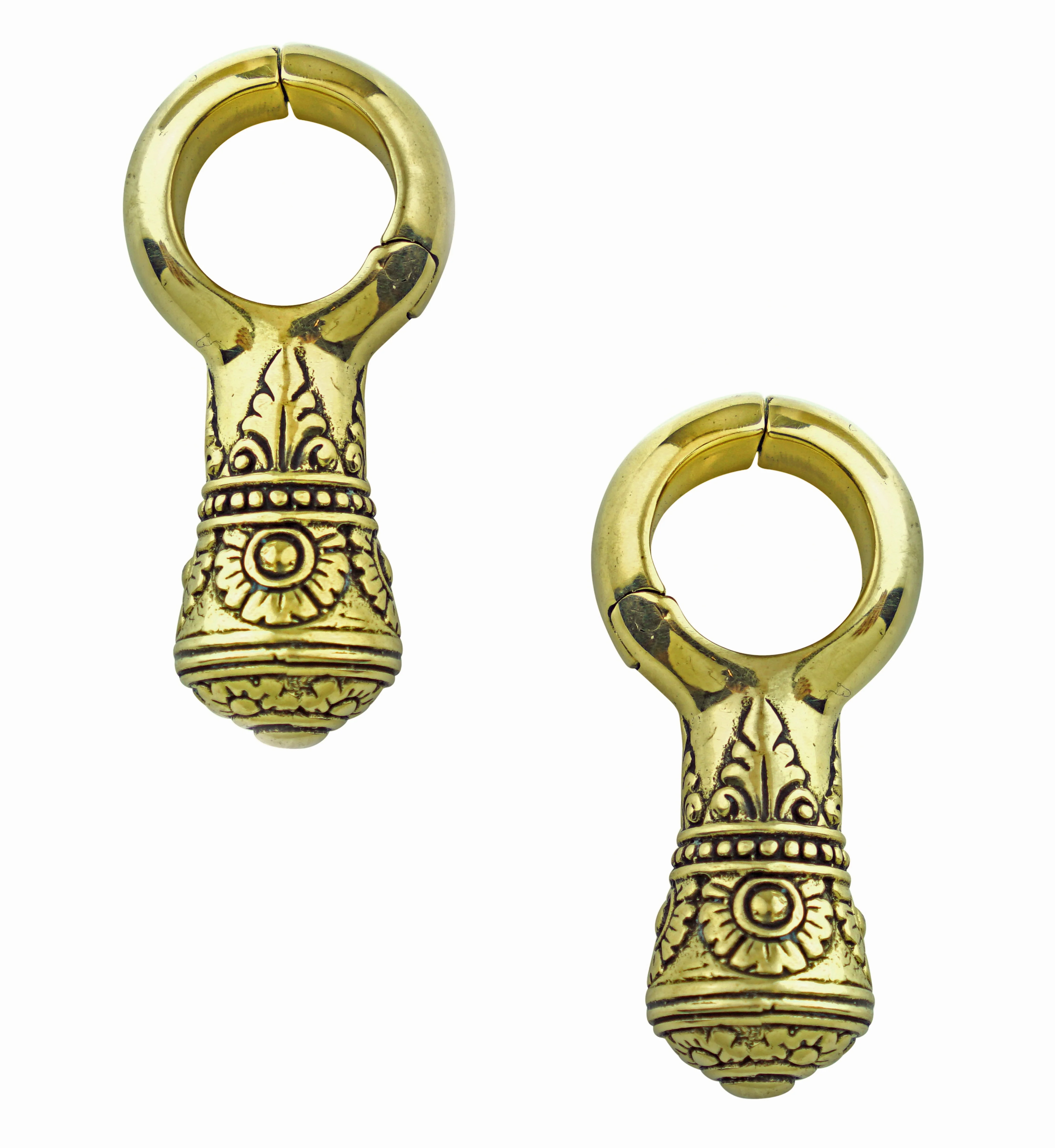 Baroque Totem Brass Hinged Ear Weights - Mrs Treak