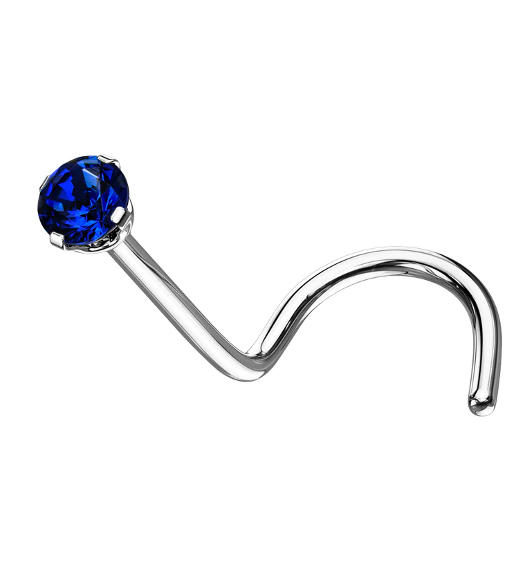 Blue CZ Titanium Nose Screw - Mrs Treak