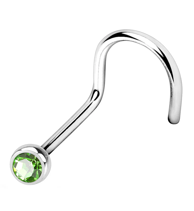 Green Gem Nose Screw Ring - Mrs Treak