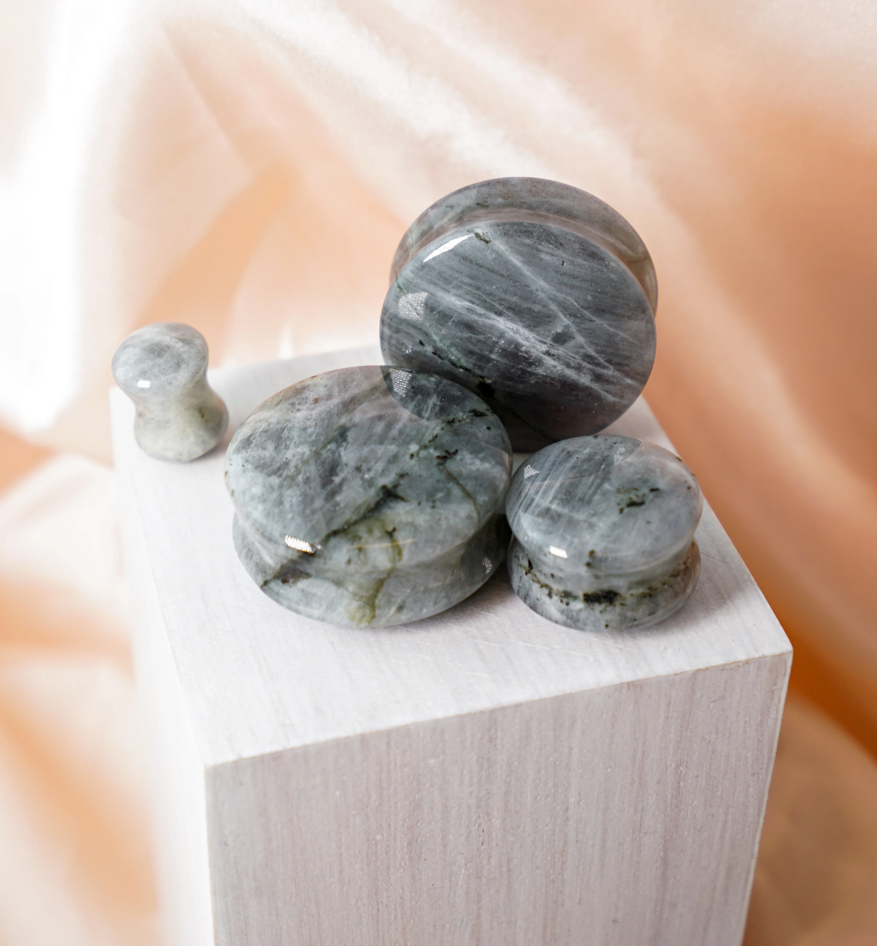 Grey Labradorite Stone Plugs - Mrs Treak