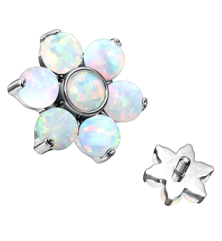 White Opalite Floret Titanium Internally Threaded Top - Mrs Treak
