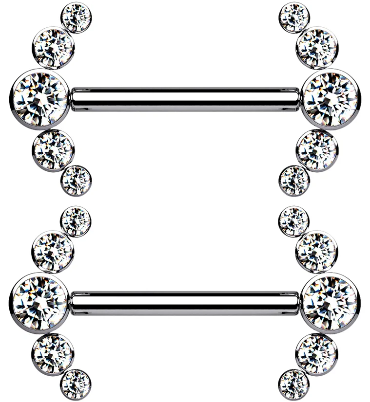 14G Truce Clear CZ Titanium Nipple Ring Barbell - Mrs Treak