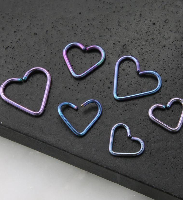Blurple Anodized Heart Seamless Titanium Hoop Ring - Mrs Treak