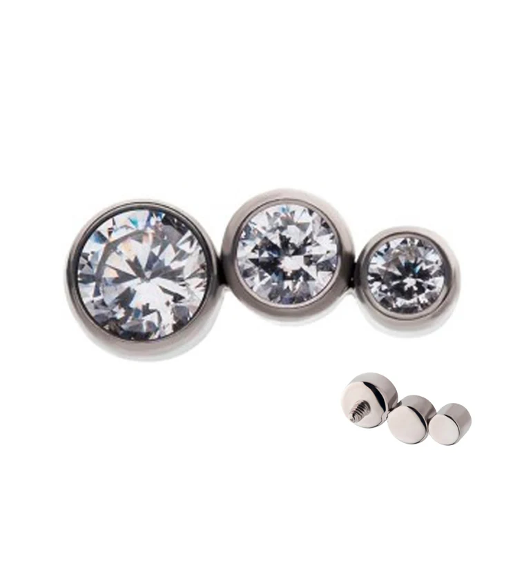 Crescendo CZ Internally Threaded Titanium Top - Mrs Treak