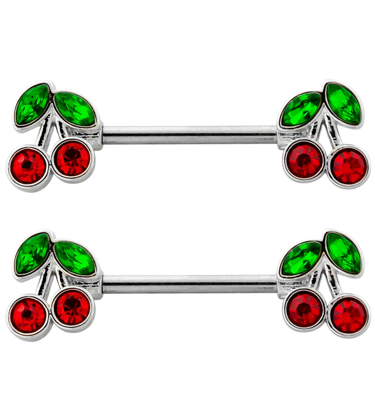 Cherry Stainless Steel Nipple Barbell - Mrs Treak