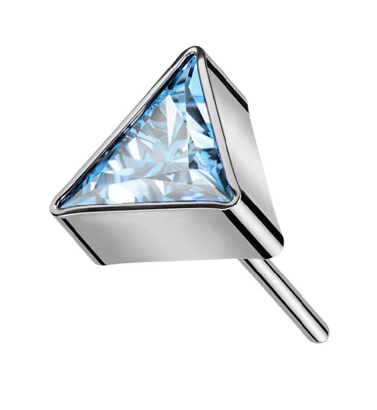 Triangle Aqua CZ Threadless Titanium Top - Mrs Treak