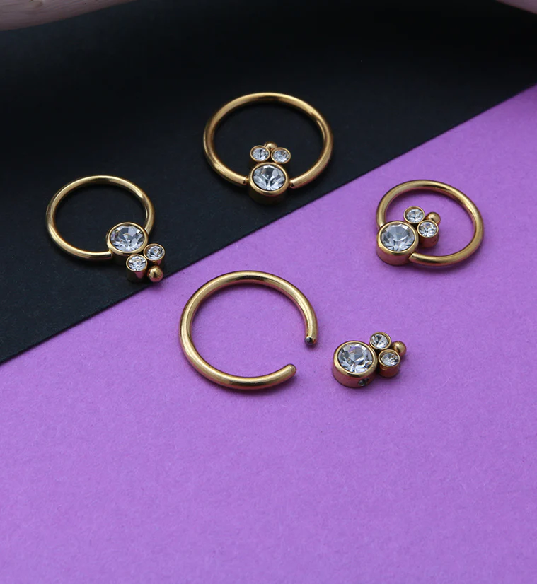 Gold PVD Bevy CZ Captive Ring - Mrs Treak