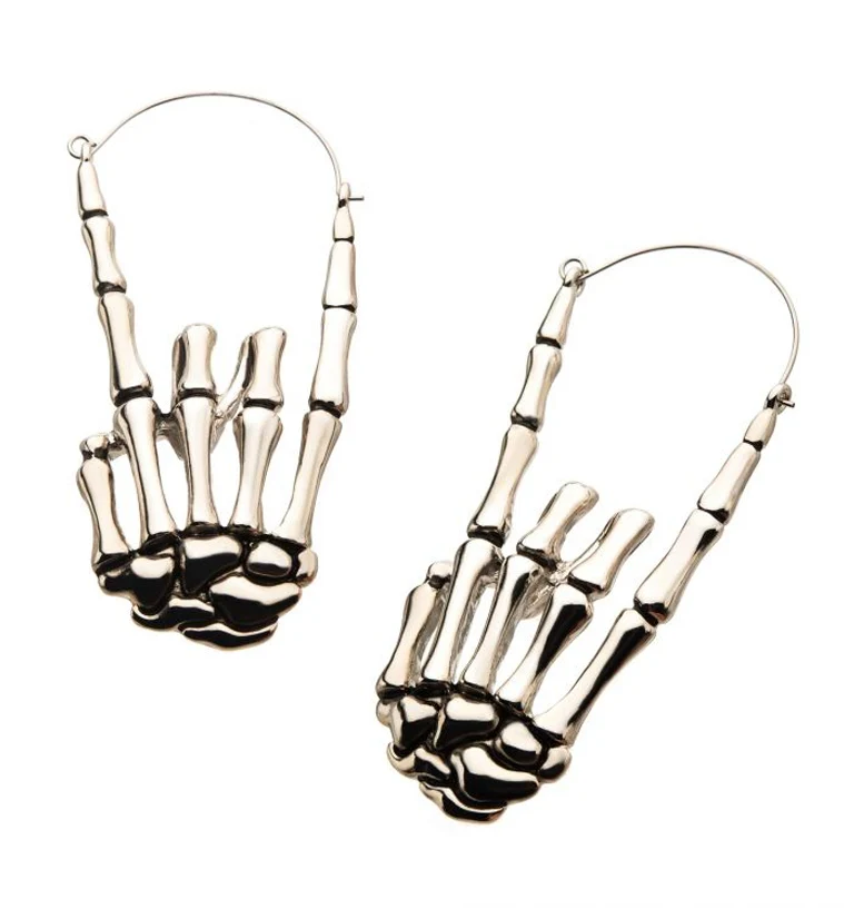 20G Skeleton Rock on Plug Hoops - Mrs Treak