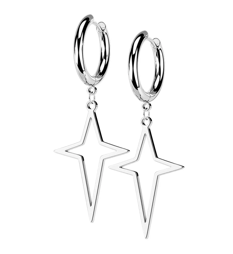 Four Point Star Stainless Steel Hinged Earrings - Mrs Treak