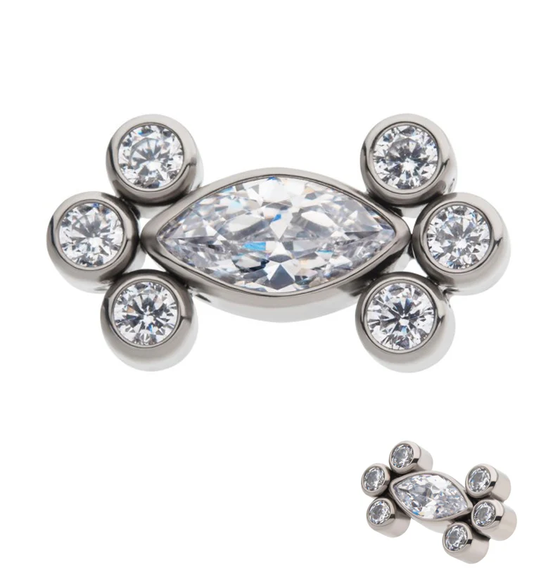 Ocular CZ Titanium Threadless Top - Mrs Treak