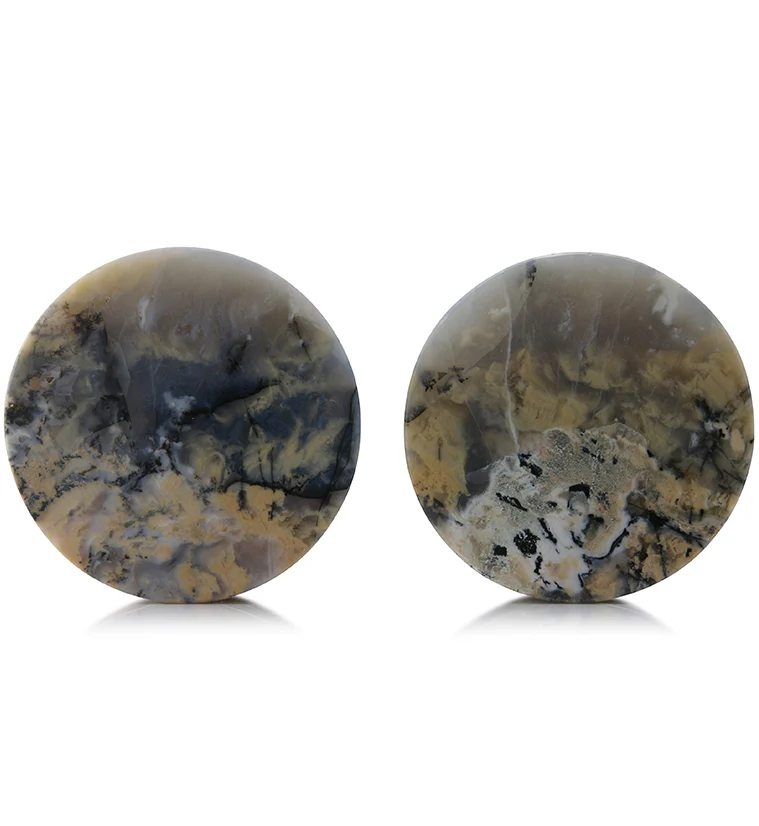 Tiger Agate Dendritic Stone Plugs 1 & 1/2