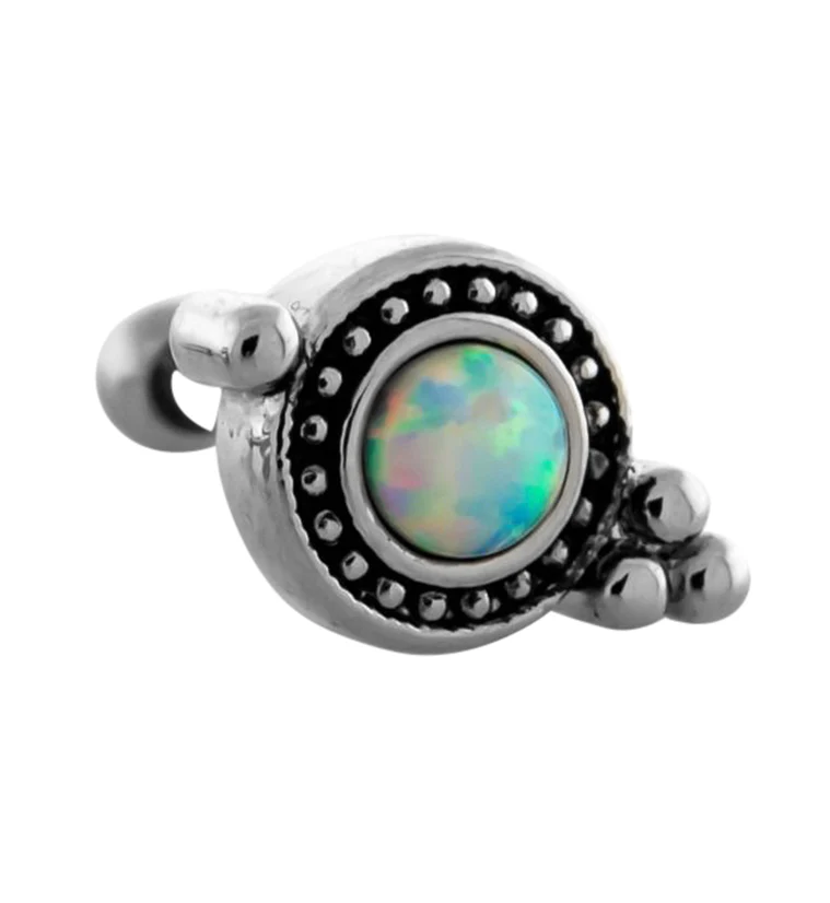 Beaded White Opalite Cartilage Barbell - Mrs Treak