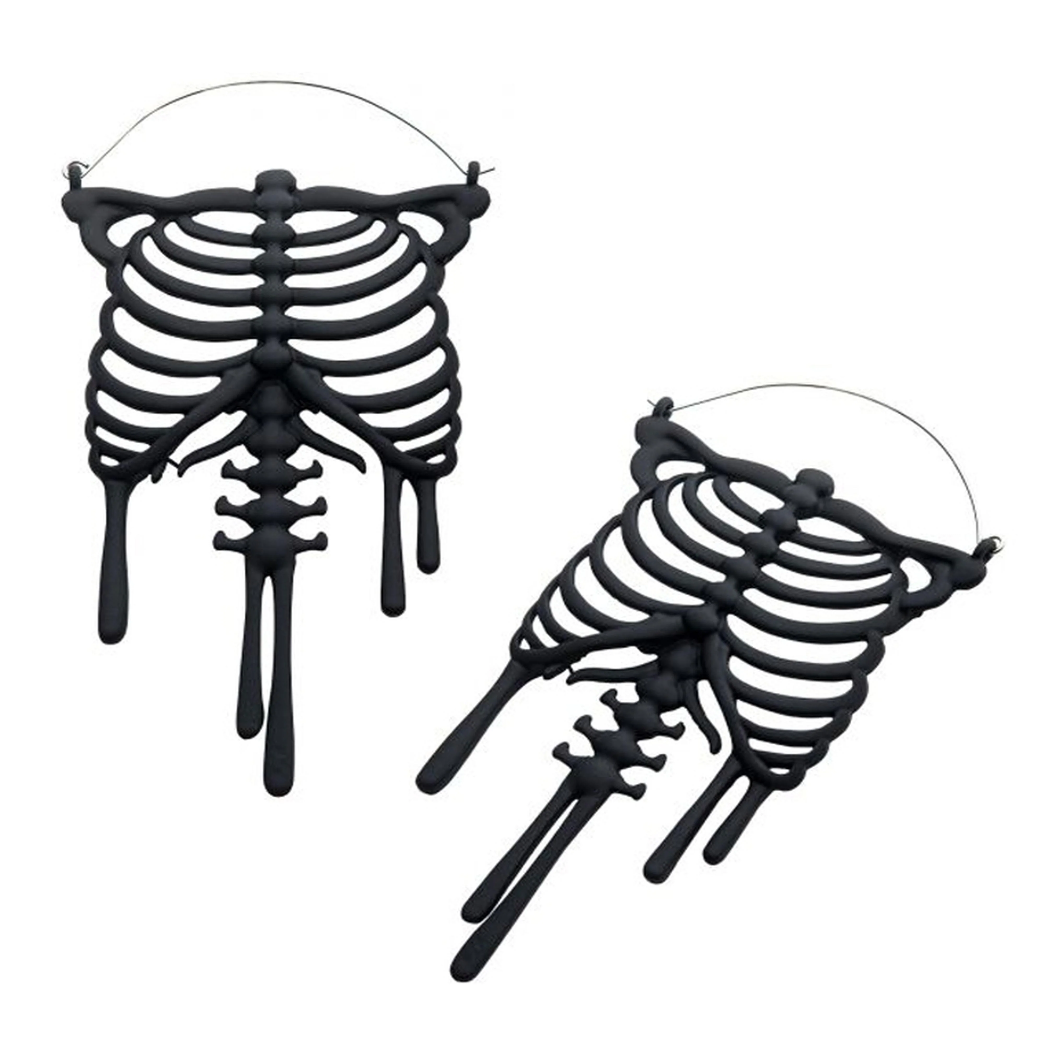 20G Black Matte Skeleton Cage Plug Hoops - Mrs Treak