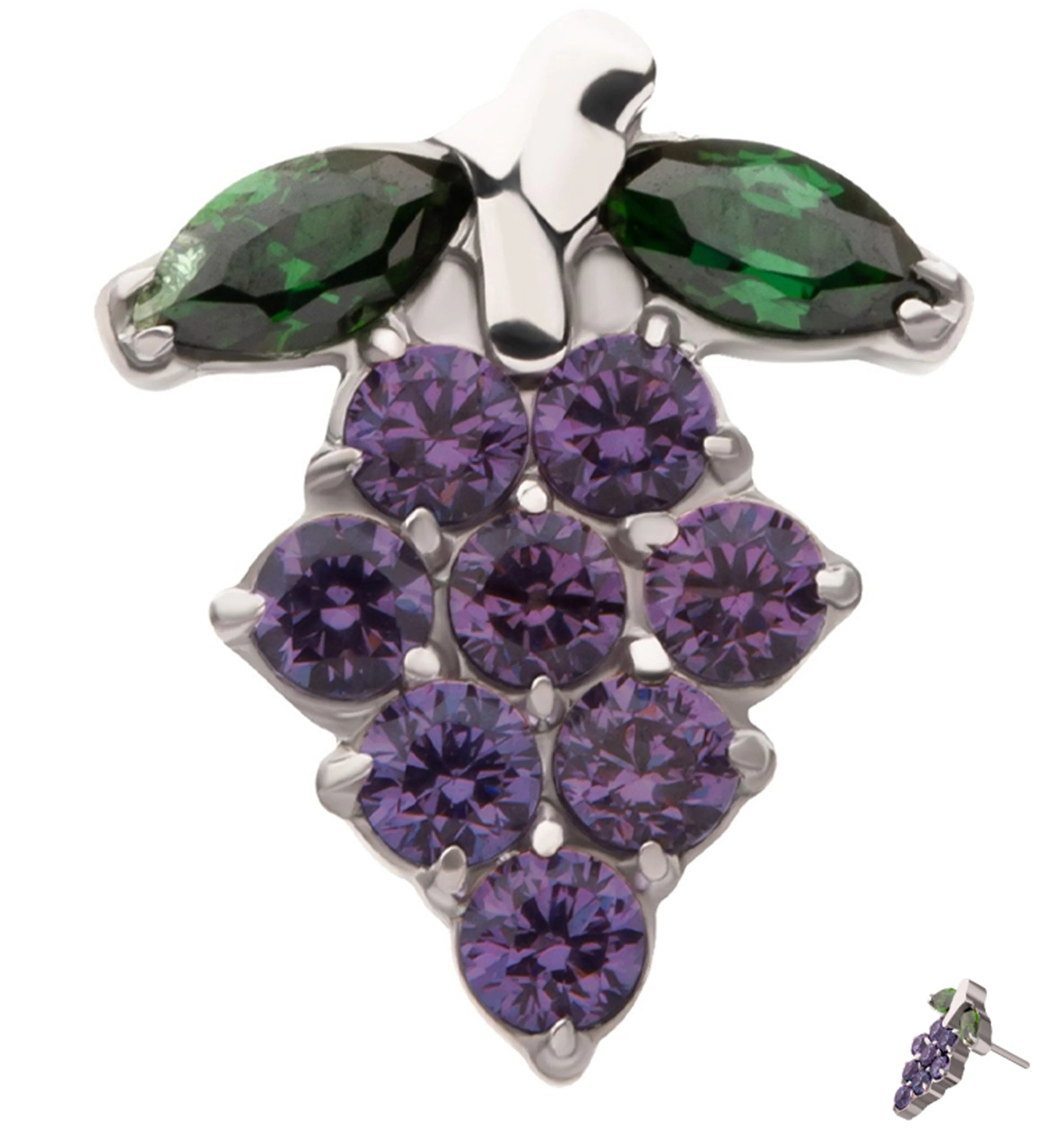 Valiant Grape Amethyst CZ Titanium Threadless Top - Mrs Treak