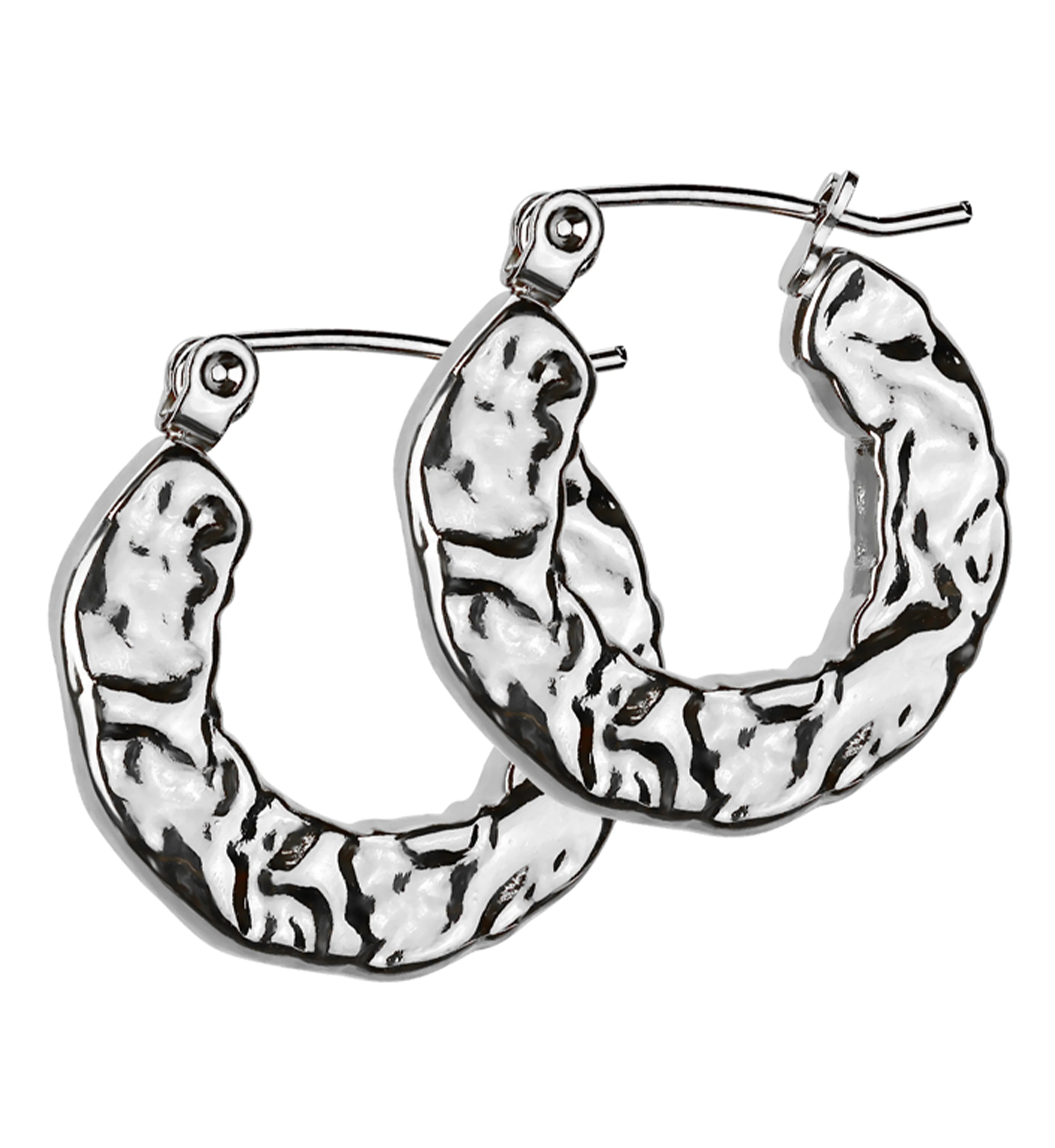 Hammered Hoop Stainless Steel Hinged Earrings - Mrs Treak