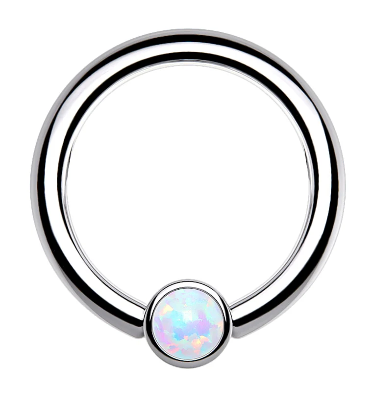 Opalite Titanium Captive Ring - Mrs Treak