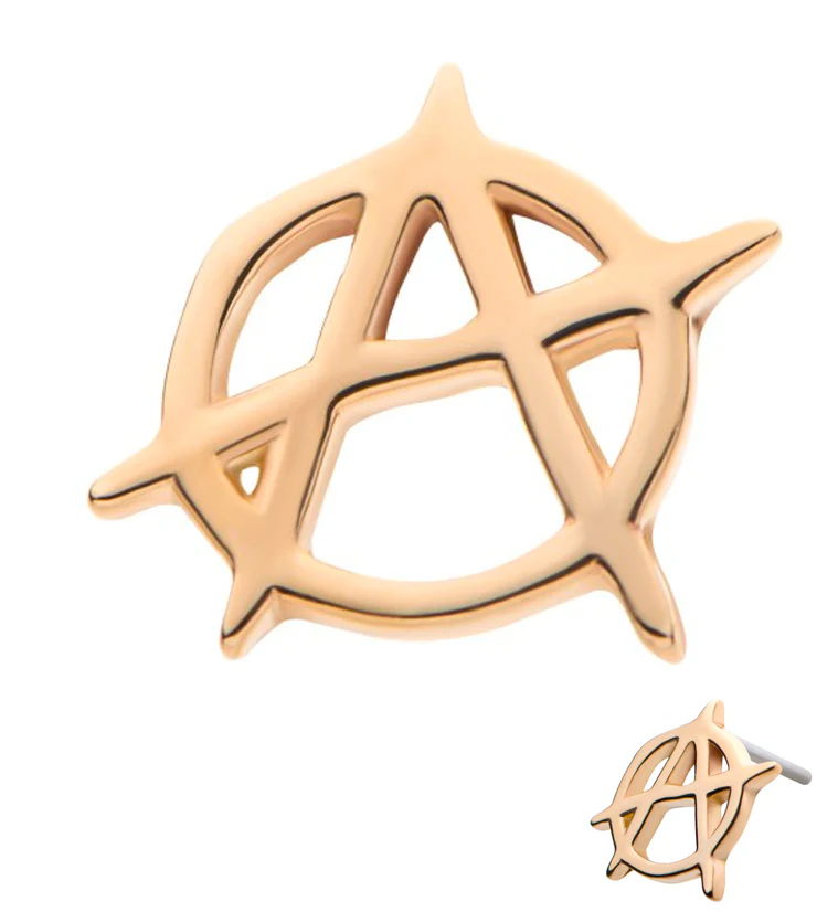 14kt Gold Anarchy Symbol Threadless Top - Mrs Treak