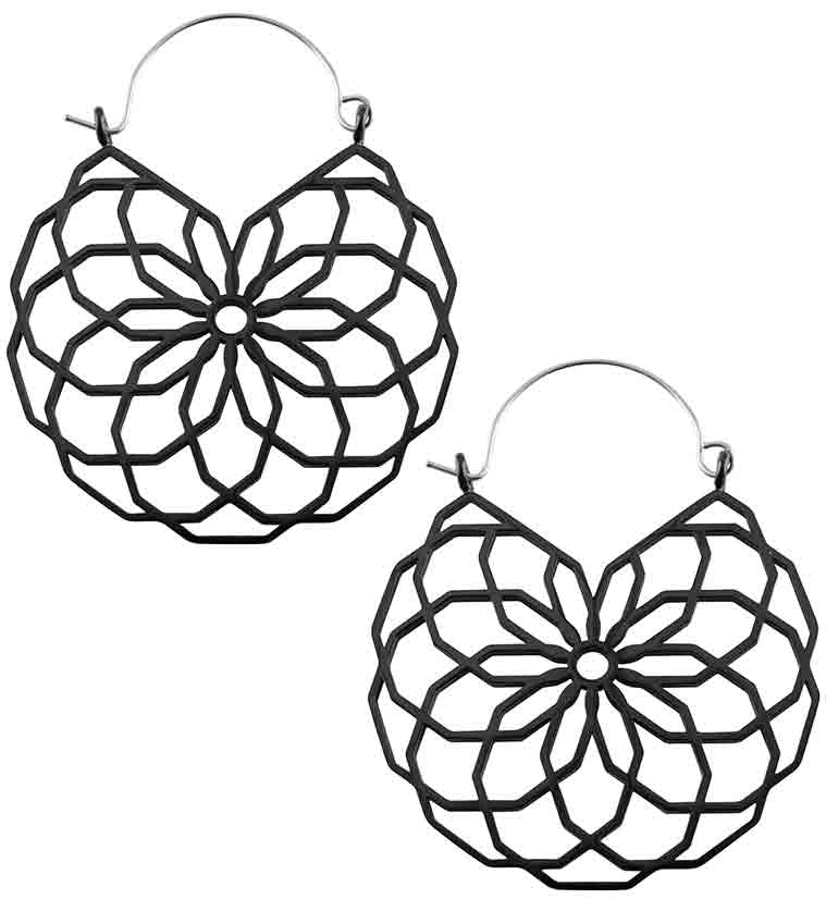 20G Black Bloom Hangers - Earrings - Mrs Treak
