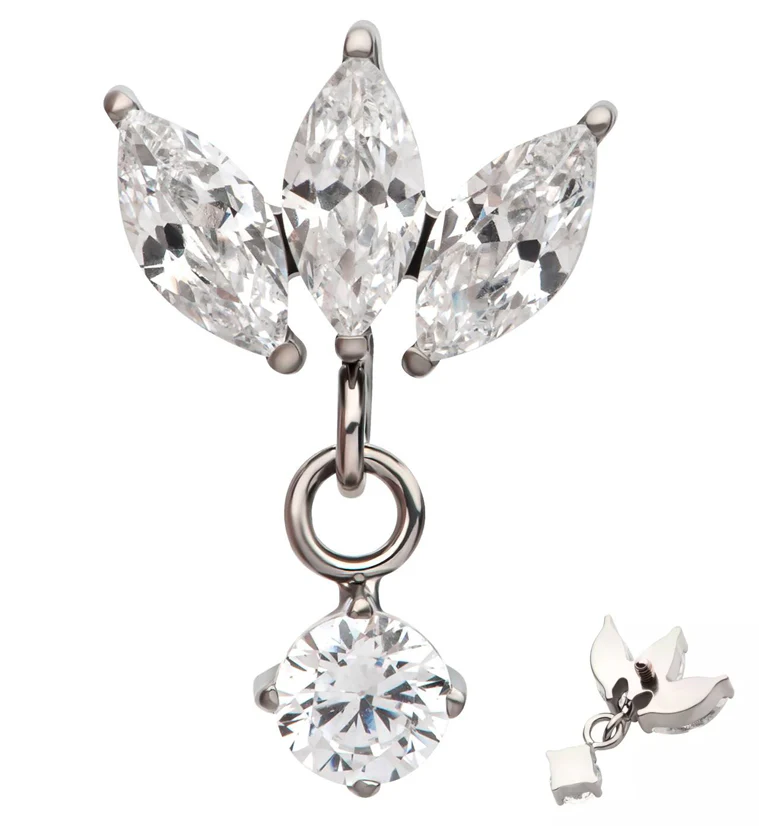 Empress Dangle Prong CZ Internally Threaded Titanium Top - Mrs Treak