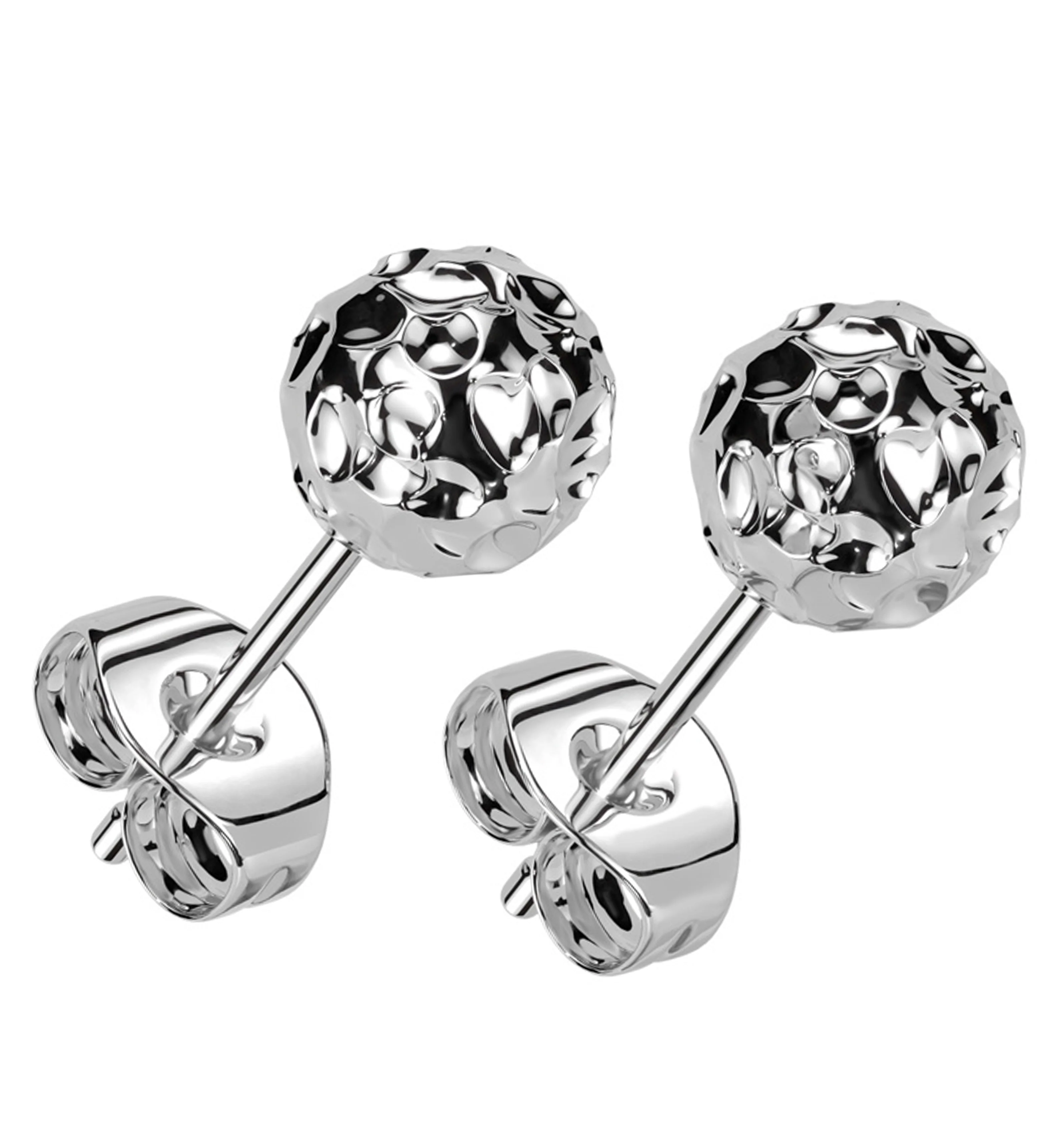 Hammered Ball Stainless Steel Stud Earrings - Mrs Treak