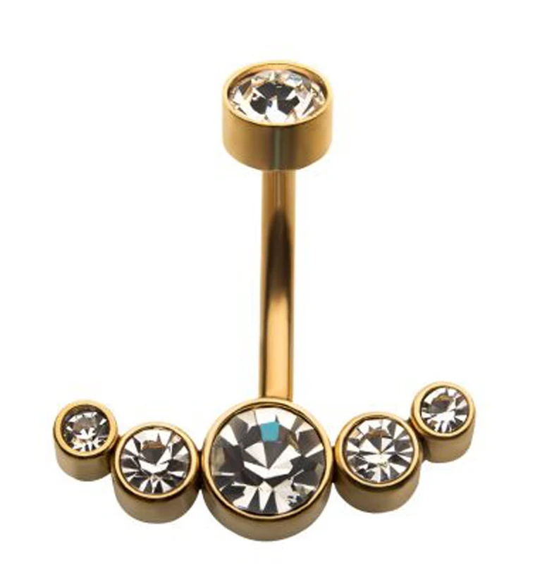 Gold PVD Cluster CZ Belly Ring - Mrs Treak