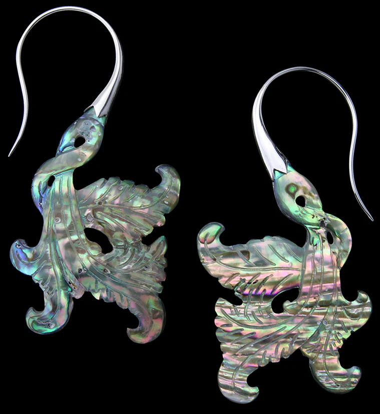 18G Opulent White Brass Abalone Hangers / Earrings - Mrs Treak