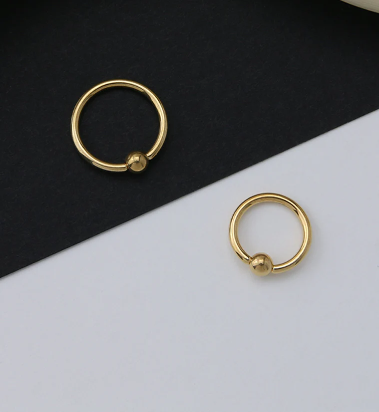 Gold PVD Titanium Captive Bead Ring - Mrs Treak