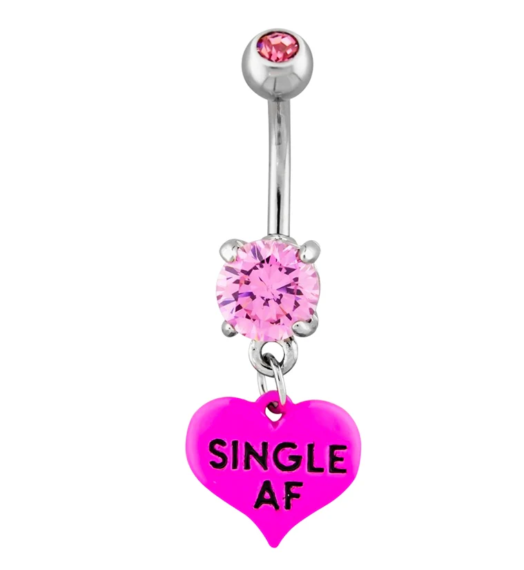 Single AF Pink CZ Belly Button Ring - Mrs Treak