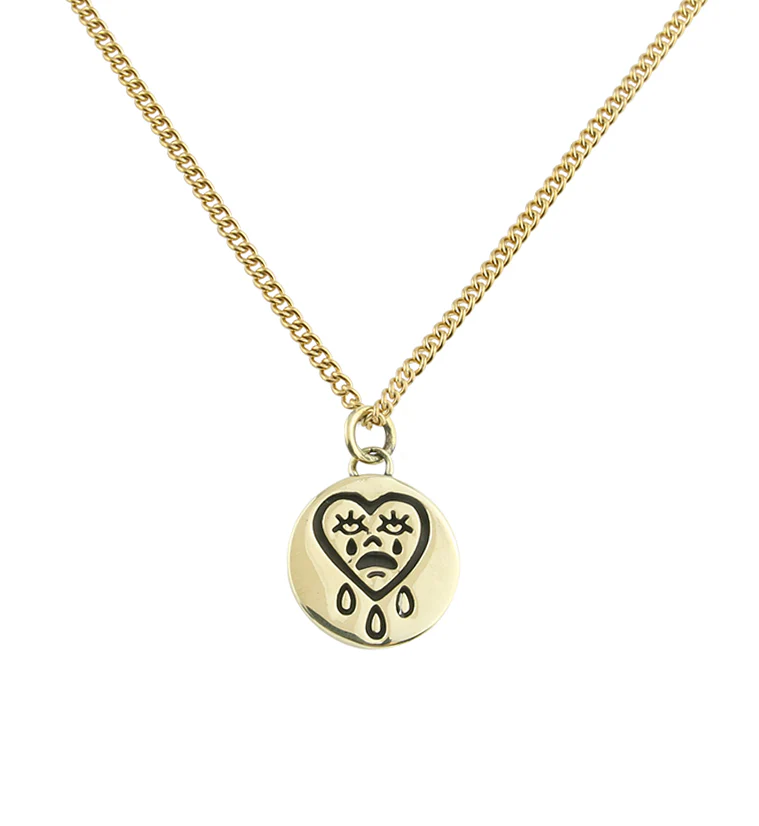 Cry Baby Brass Charm Necklace - Mrs Treak