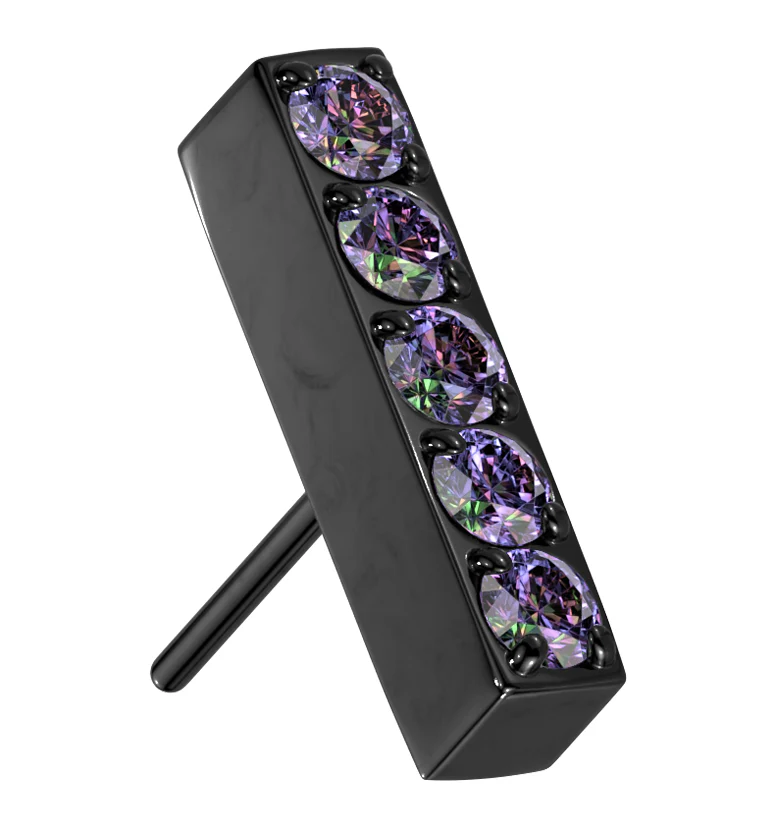 Black PVD Rack Black Aurora CZ Bar Titanium Threadless Top - Mrs Treak