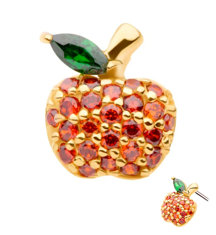 14kt Gold Apple CZ Threadless Top - Mrs Treak