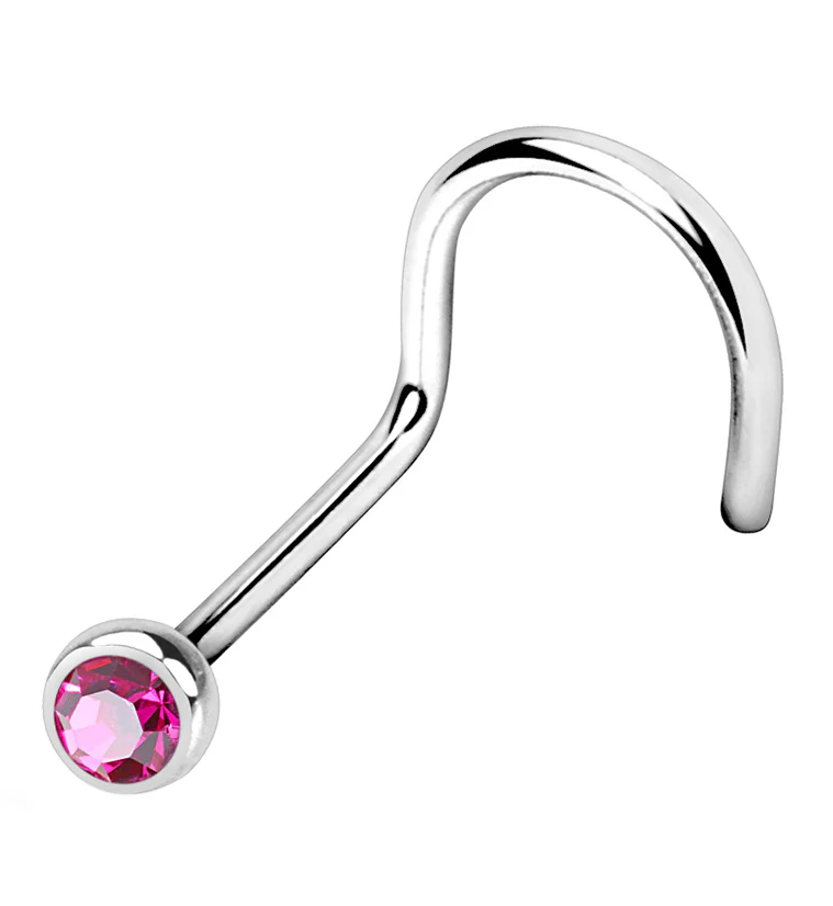 Fuchsia Gem Nose Screw Ring - Mrs Treak