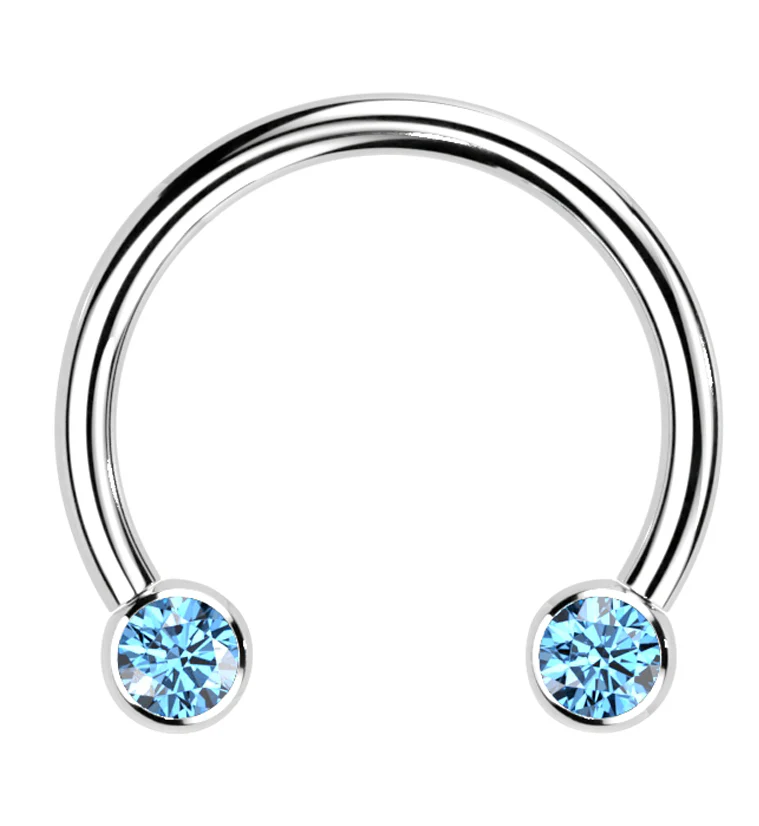 Aqua CZ Threadless Titanium Circular Barbell - Mrs Treak