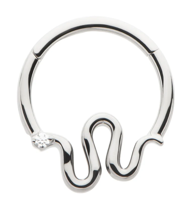 Slithering Snake Clear CZ Hinged Segment Ring - Mrs Treak