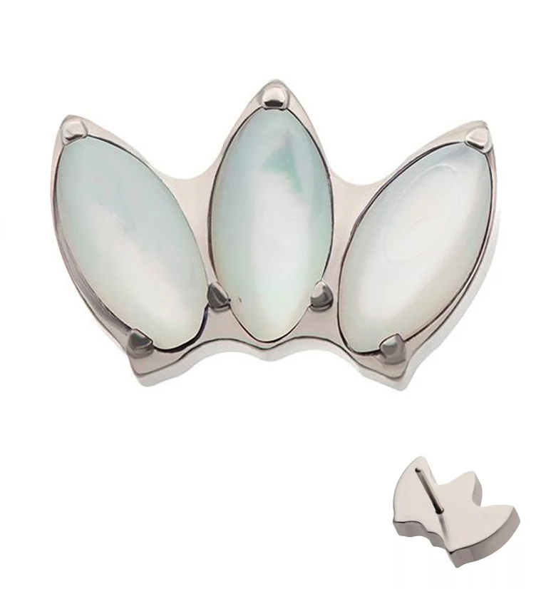 Empress Triple White MOP Shell Threadless Titanium Top - Mrs Treak
