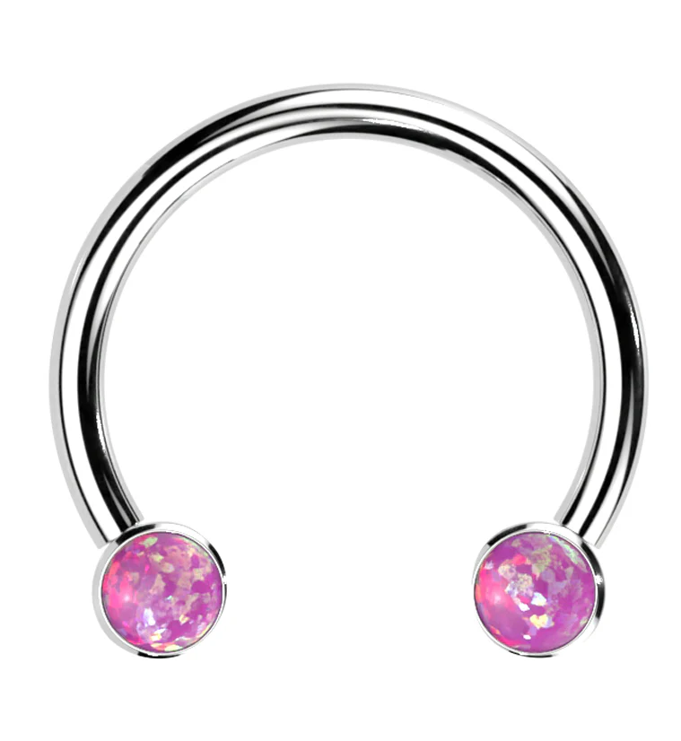 Pink Opalite Threadless Titanium Circular Barbell - Mrs Treak