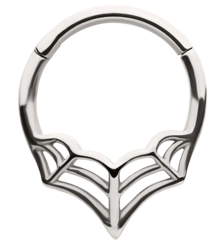 Spiderweb Point Stainless Steel Hinged Segment Ring - Mrs Treak