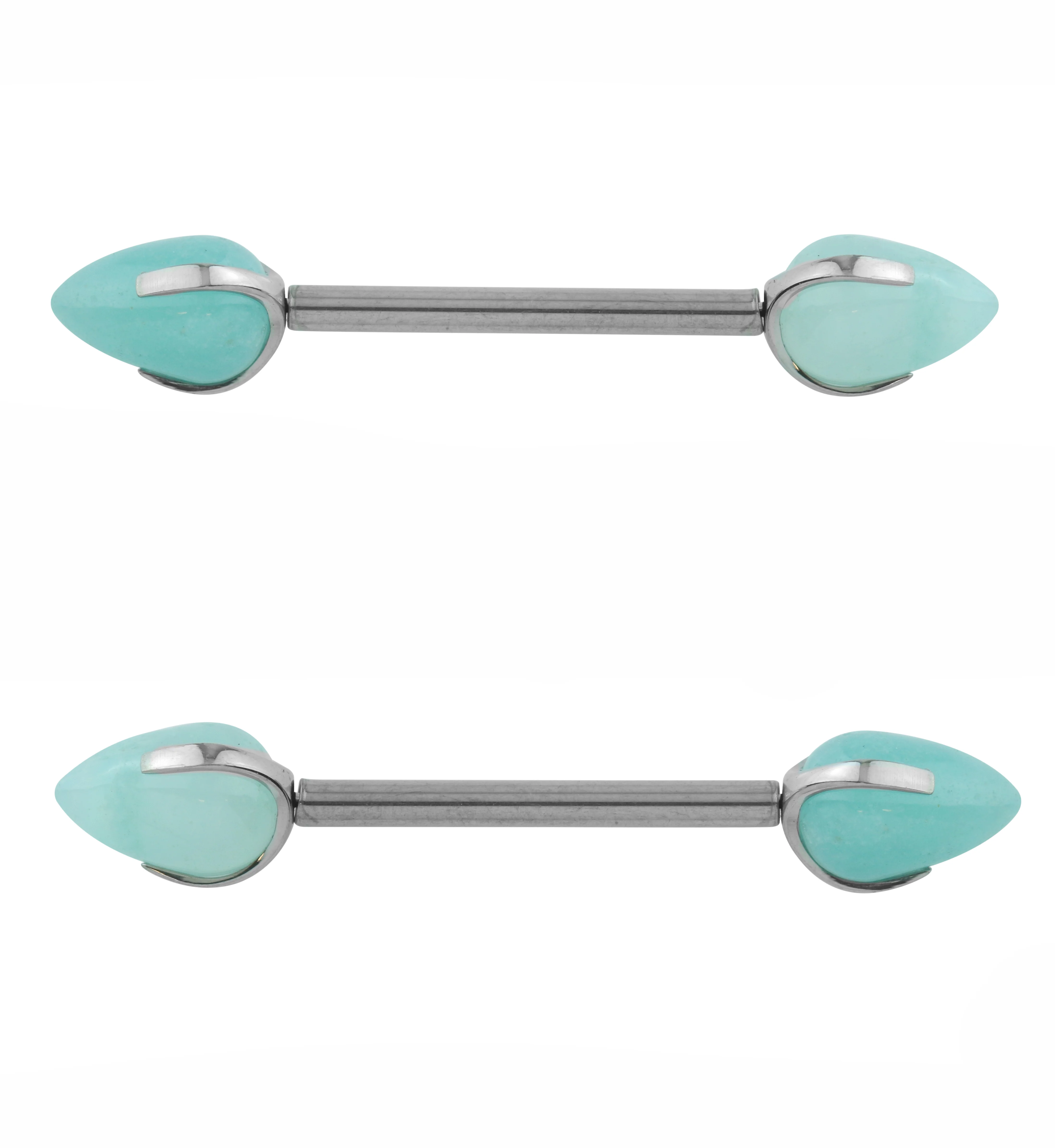 Point Amazonite Stone Threadless Titanium Nipple Barbell - Mrs Treak