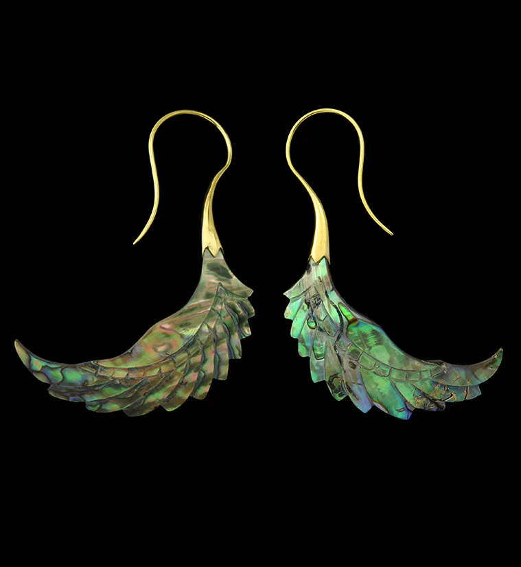18G Pinion Brass Abalone Hangers / Earrings - Mrs Treak