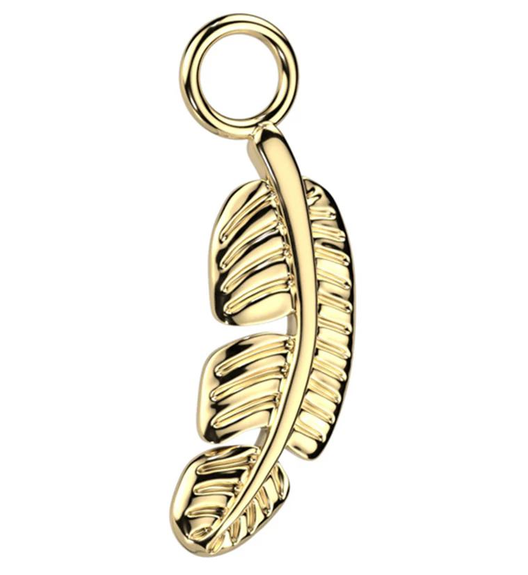 Gold PVD Feather Titanium Charm - Mrs Treak