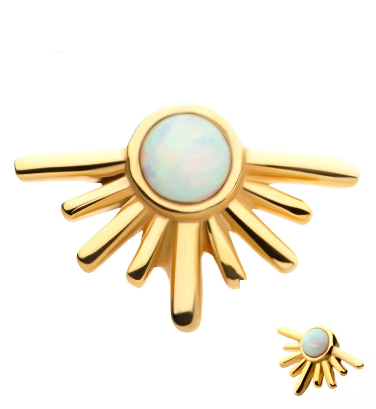 14kt Gold White Opalite Burst Threadless Top - Mrs Treak