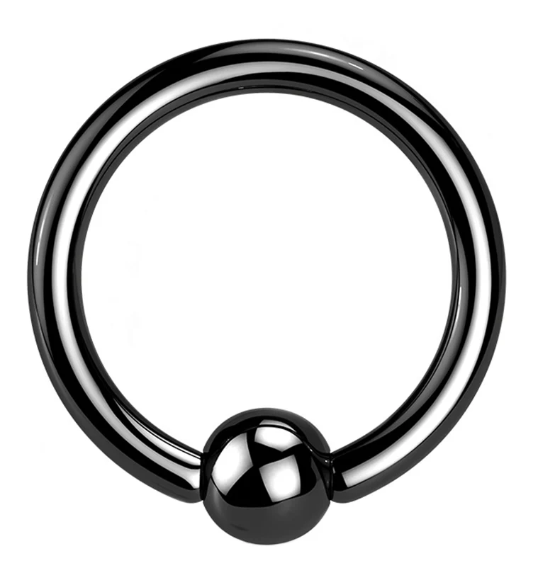 Black PVD Titanium Captive Bead Ring - Mrs Treak