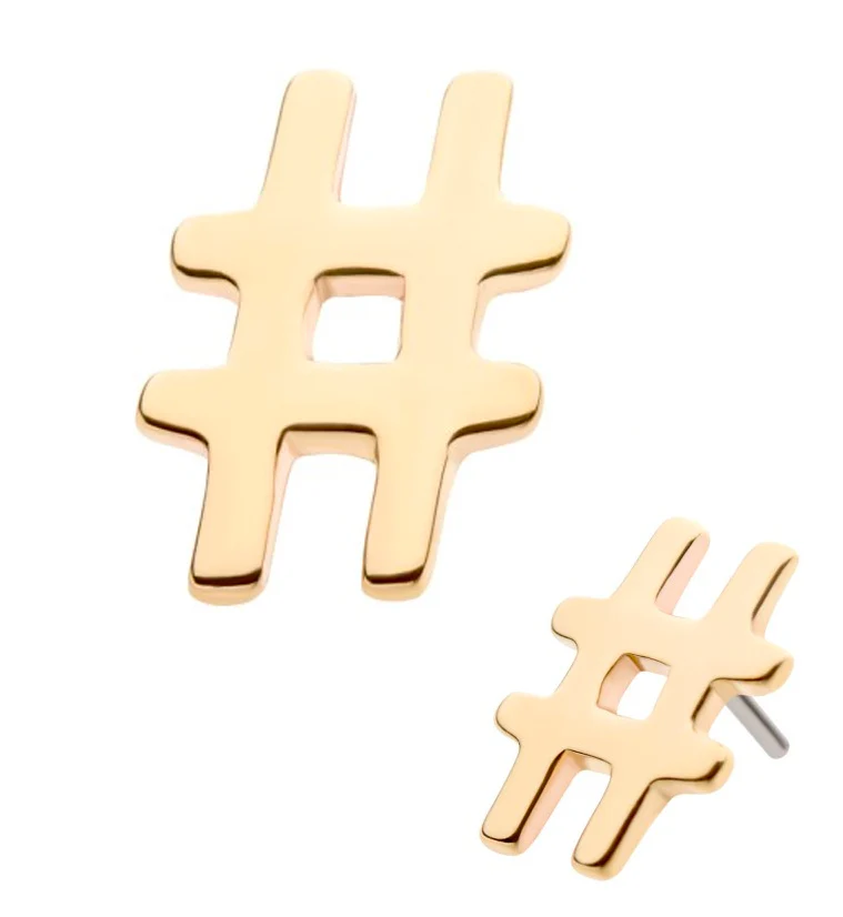 14kt Gold Hashtag Threadless Top - Mrs Treak
