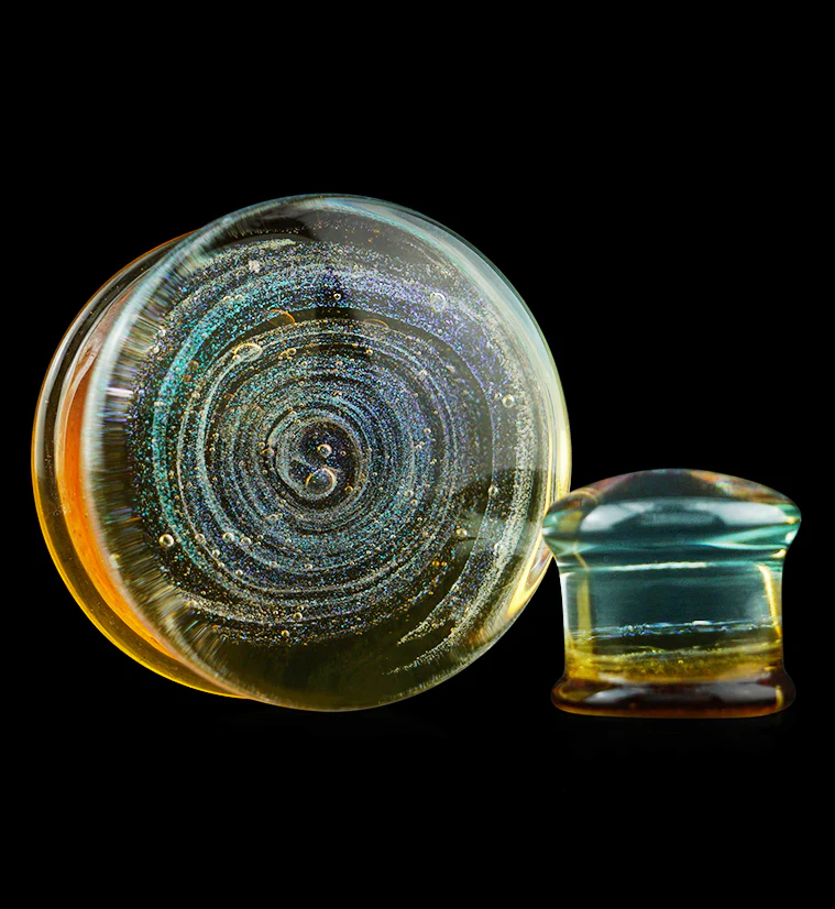 Sunset Cosmos Glass Double Flare Plugs - Mrs Treak