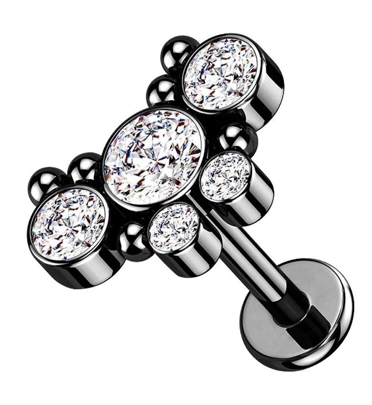 Black PVD Passel Gem Labret Post - Mrs Treak