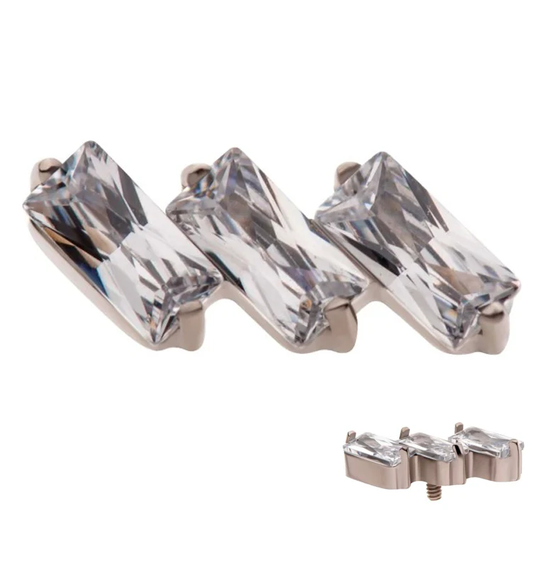Triple Slant CZ Internally Threaded Titanium Top - Mrs Treak