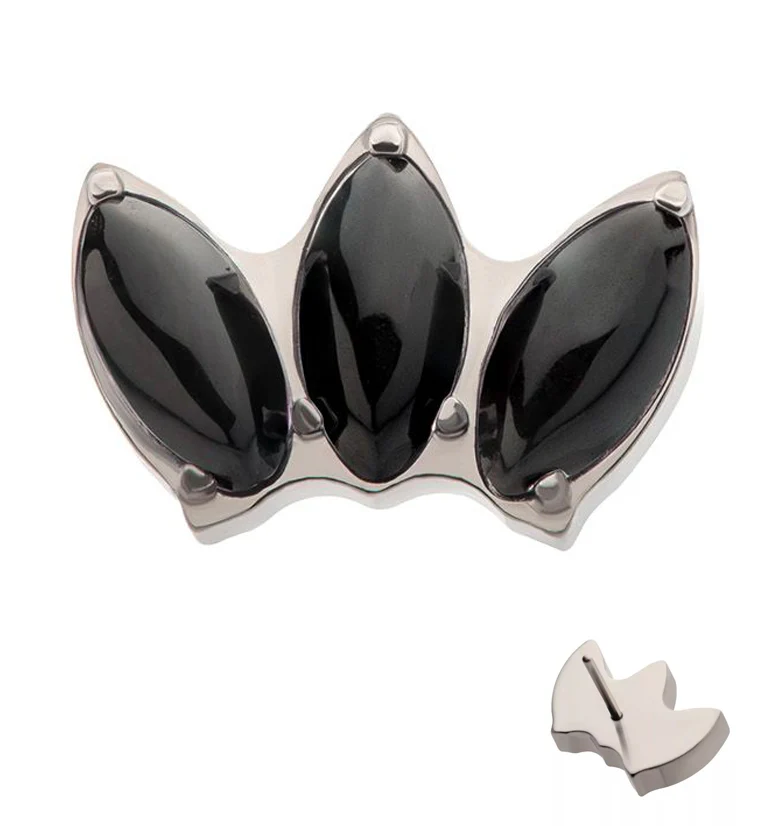 Empress Triple Black Onyx Stone Threadless Titanium Top - Mrs Treak