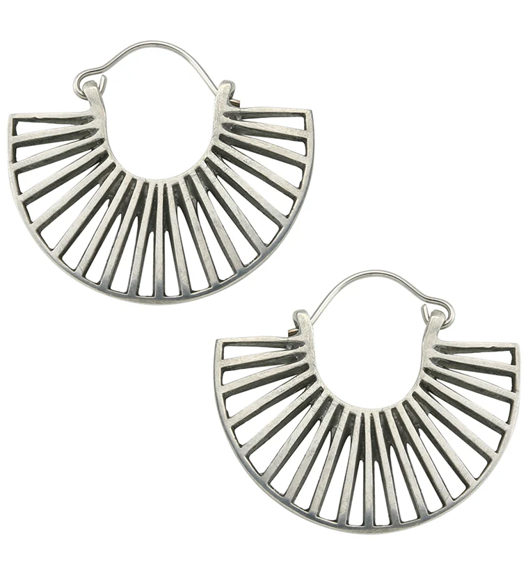 Wide Vane White Brass Hangers / Earrings - Mrs Treak